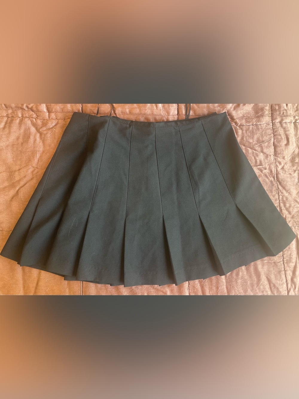 Zara Black Structures Thick Pleated Mini Skirt Sz Med
